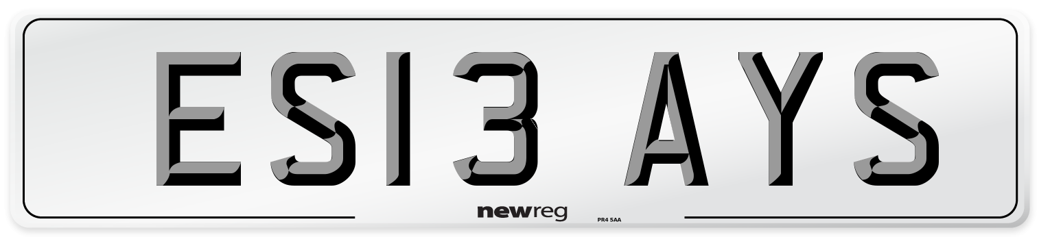 ES13 AYS Number Plate from New Reg
